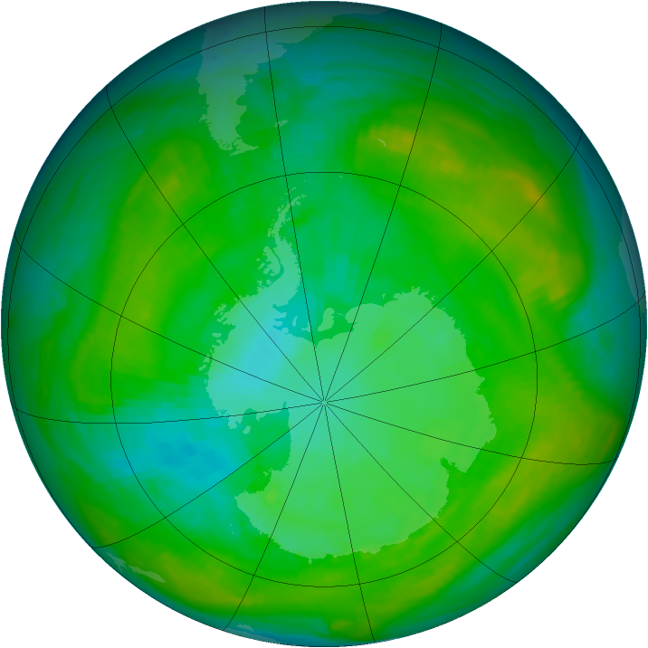 Antarctic ozone map for 07 January 1983
